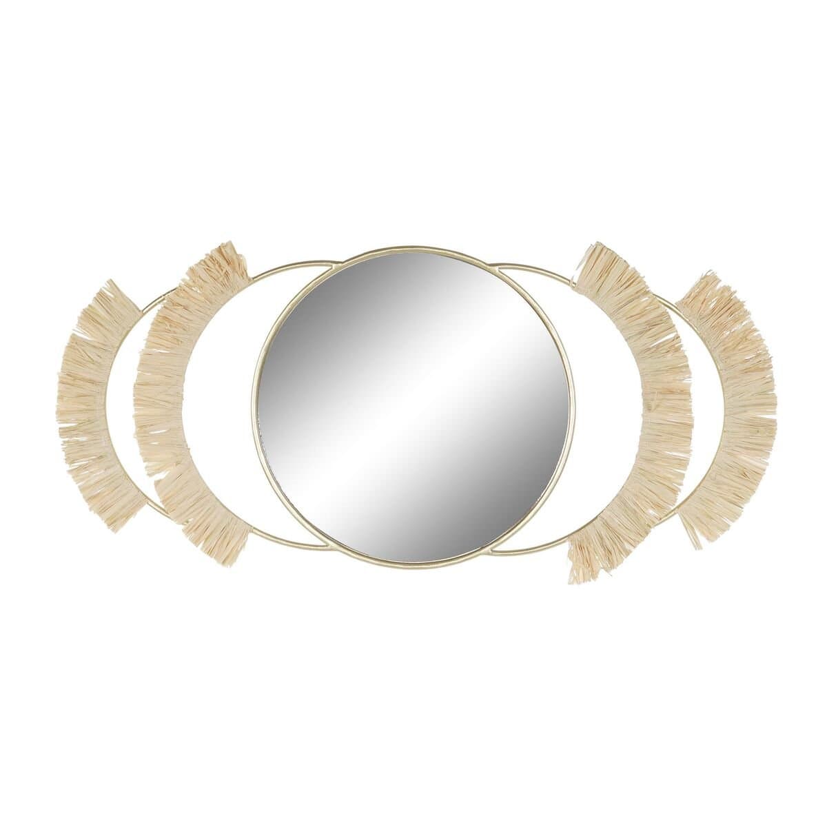 Espejo de pared DKD Home Decor Dorado Natural Flecos Boho 89 x 2 x 40 cm