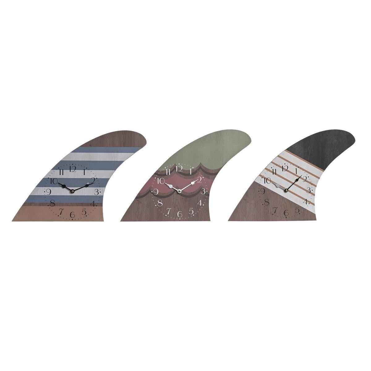 Reloj de Pared DKD Home Decor Surf Multicolor Madera MDF Mediterráneo (30 x 4,5 x 43 cm) (3 Unidades)
