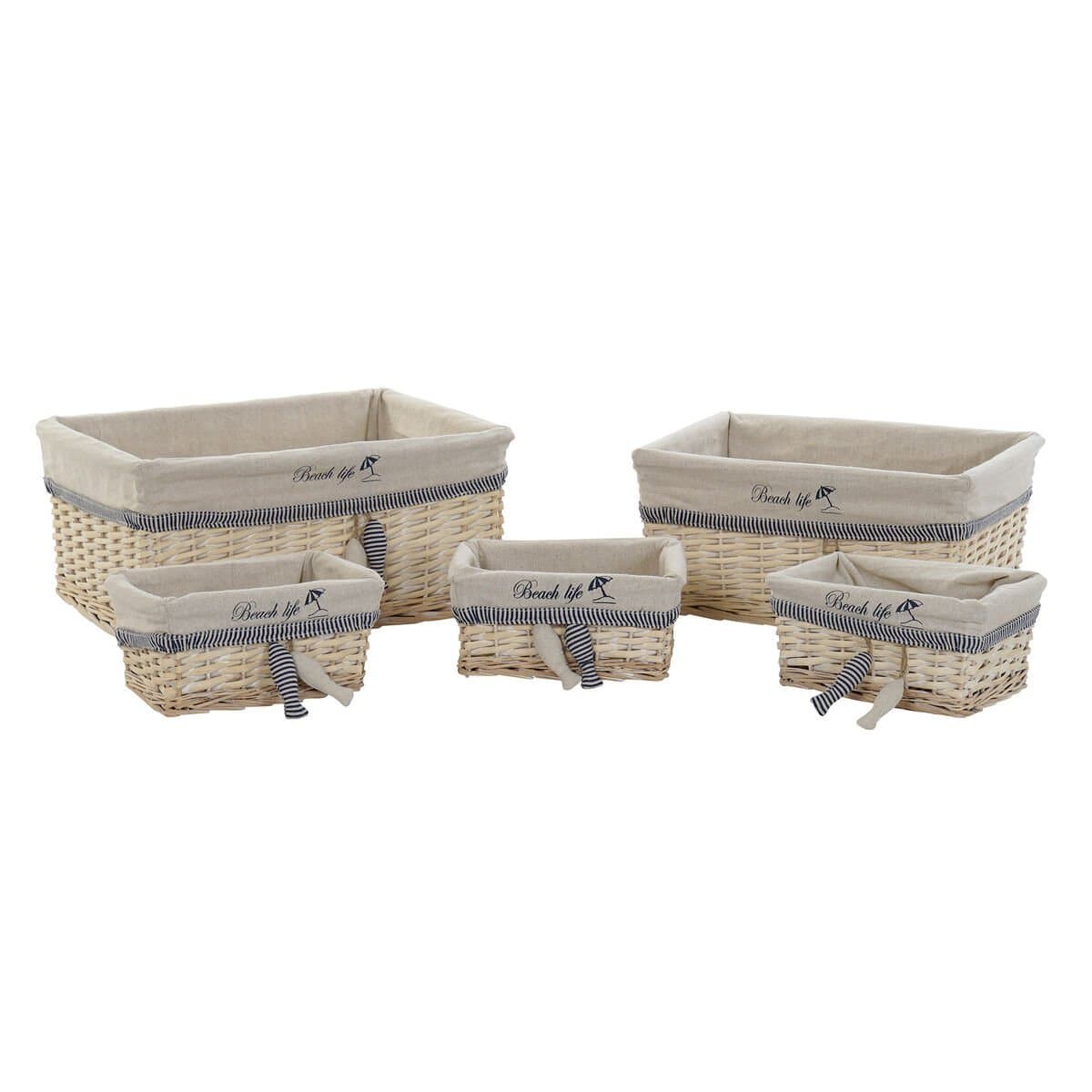 Juego de Cestas DKD Home Decor Espirales Mediterráneo 48 x 38 x 13 cm