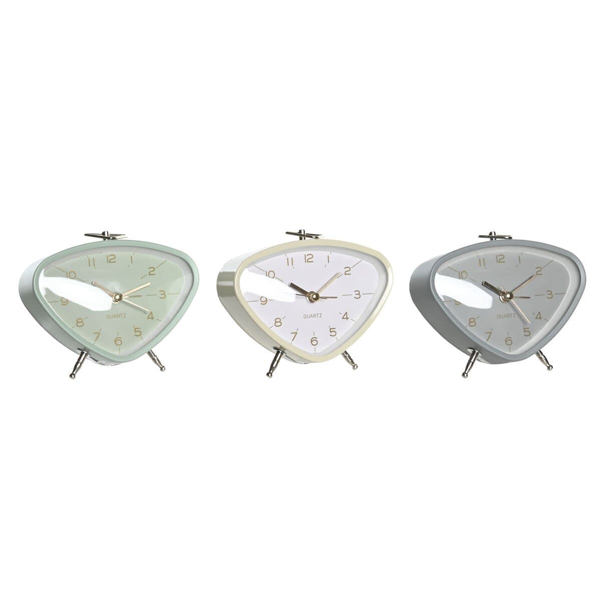 Reloj Despertador DKD Home Decor Azul Blanco Gris PVC Metal Vintage 11,5 x 4 x 10 cm (3 Unidades)