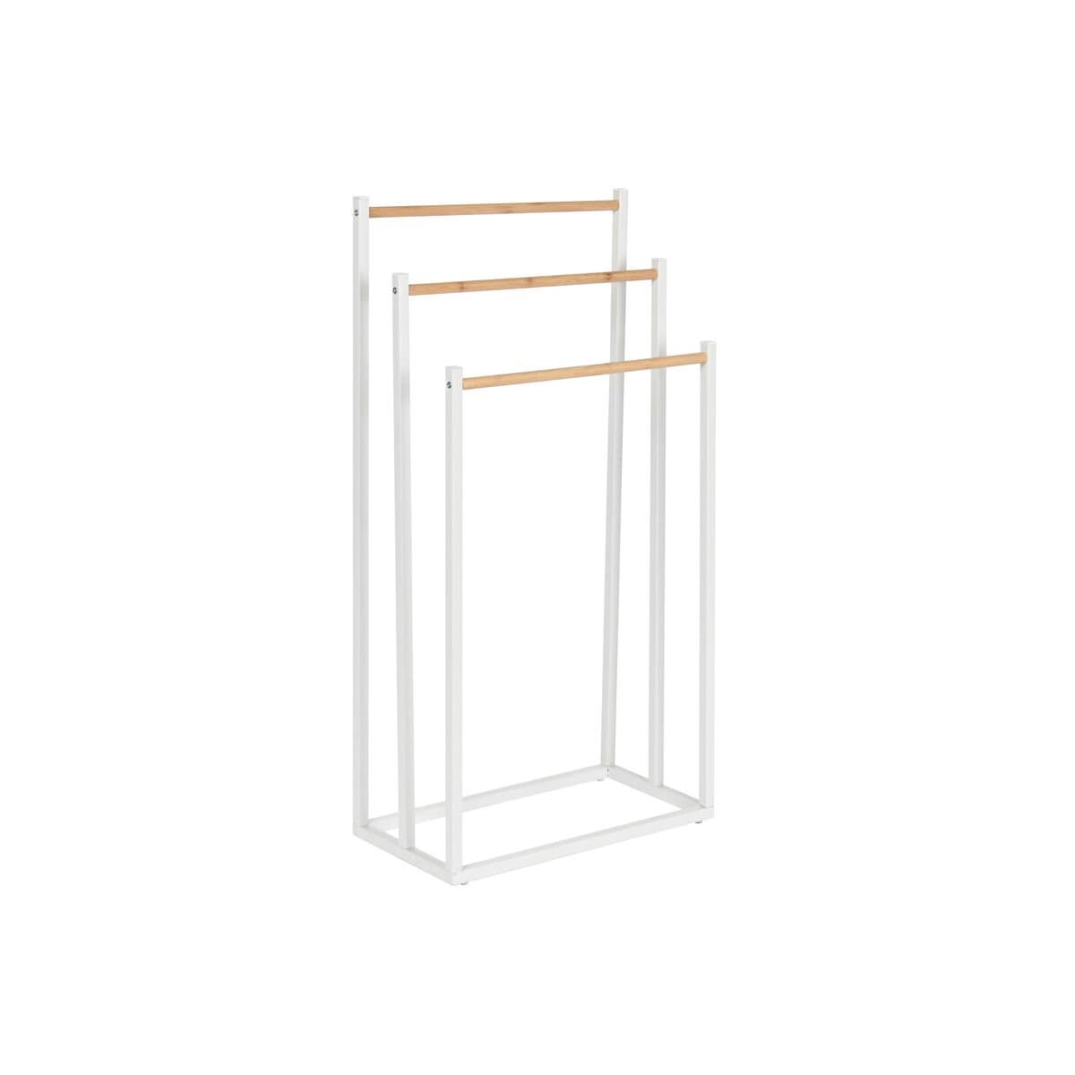 Toallero de Pie Home ESPRIT Blanco Natural Metal Bambú 45 x 22 x 85 cm