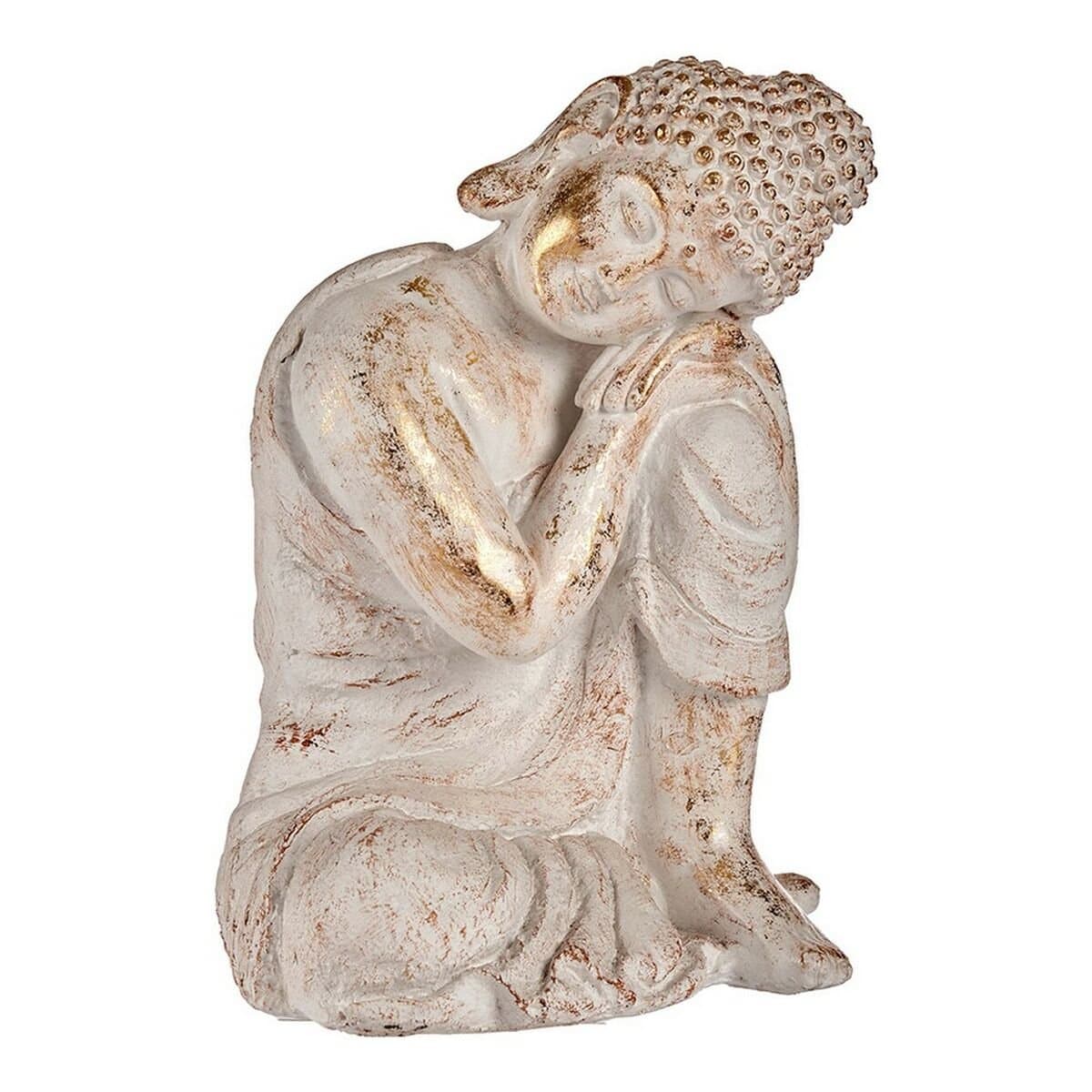 Figura Decorativa para Jardín Ibergarden Blanco Dorado Poliresina 28,5 x 43,5 x 37 cm Buda