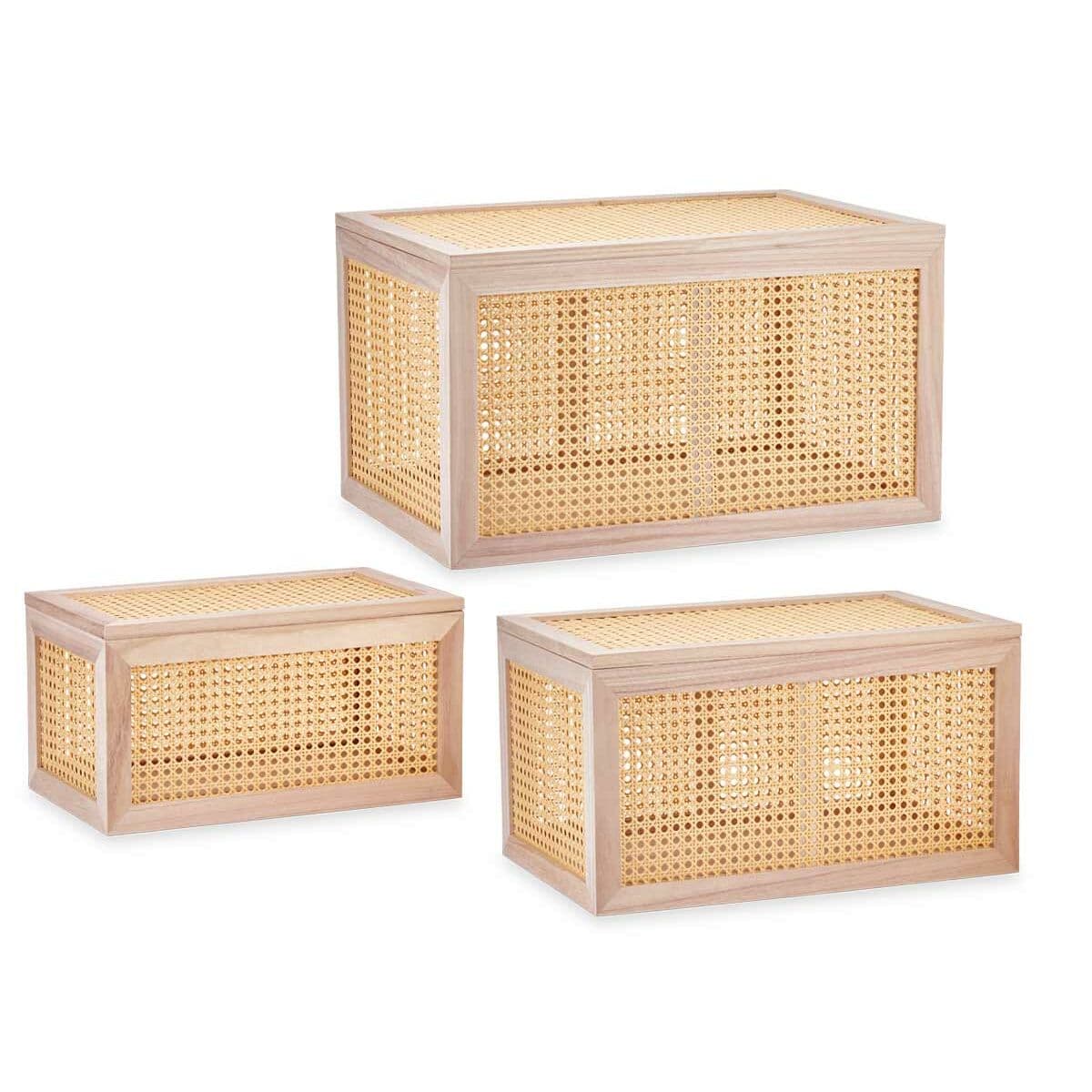Juego de Baúles Gift Decor Natural Madera de Paulonia 43 x 25 x 23 cm 50 x 32 x 28 cm 57 x 33 x 39 cm 3 Piezas
