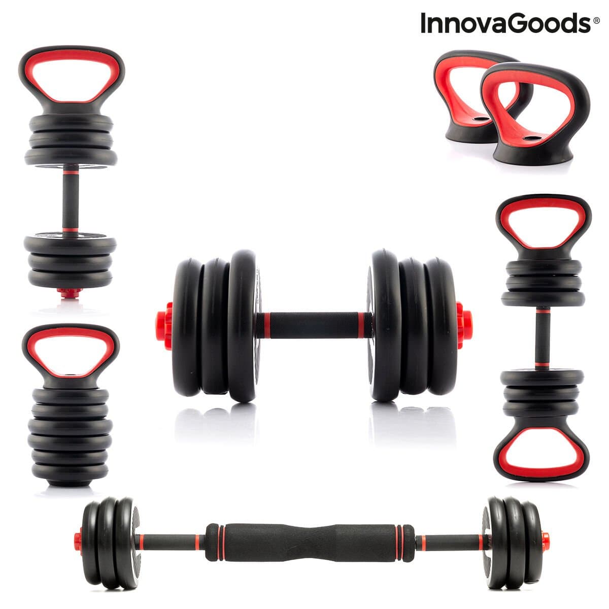 Set de Pesas Ajustables 6 en 1 con Guía de Ejercicios Sixfit InnovaGoods Hierro (Reacondicionado B)