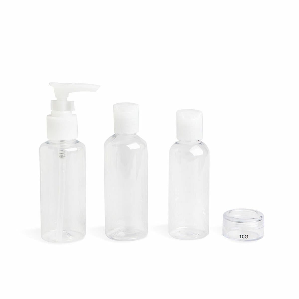 Dispensador de Líquidos de Viaje 4 en 1 IDC Institute Travel Transparente Set 4 Piezas