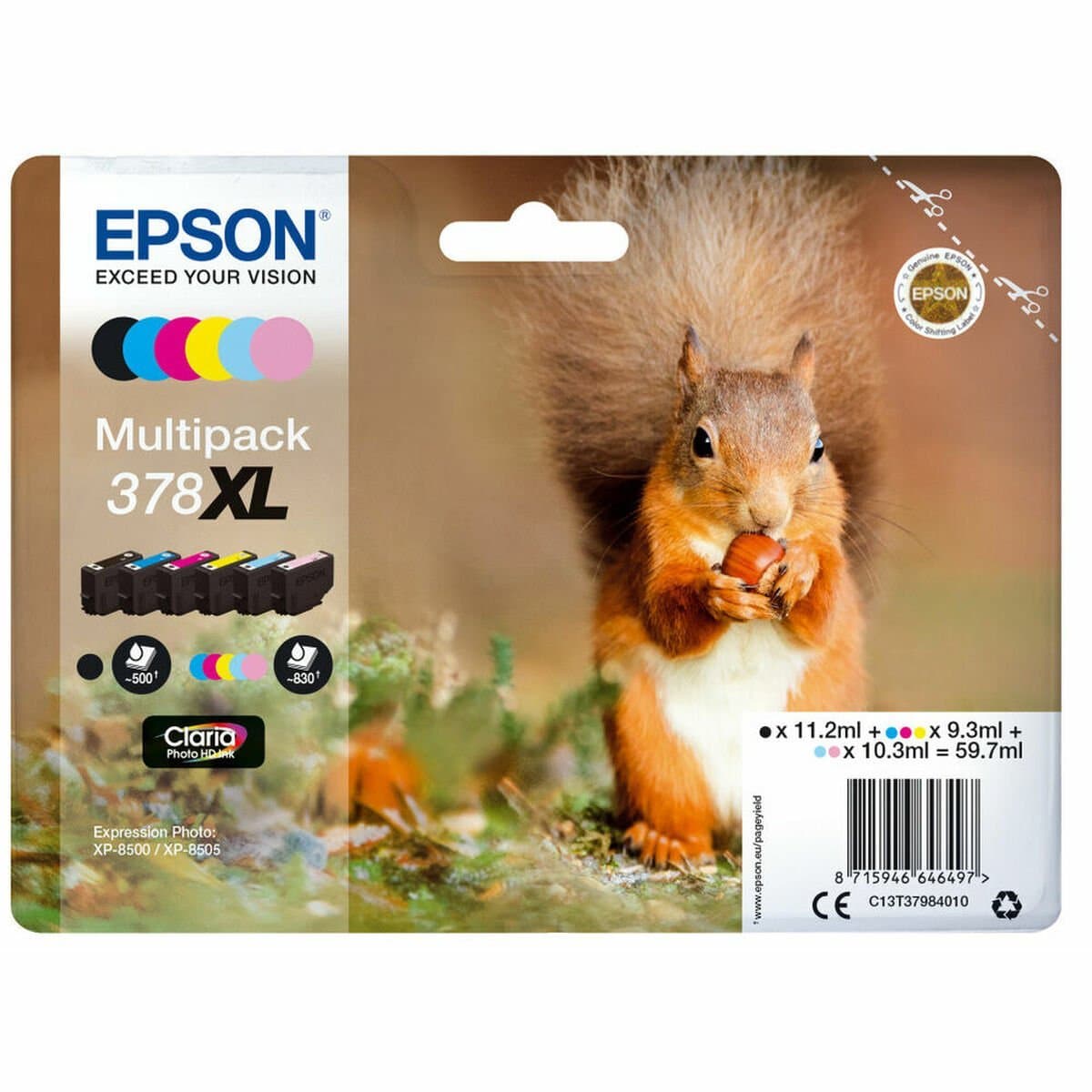 Cartuchos de recambio Epson EP64649 378XL Tinta Amarillo Negro Cian Magenta