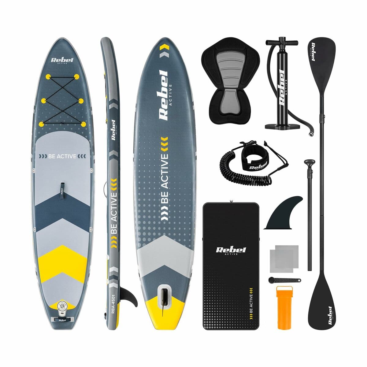 Tabla de Paddle Surf Hinchable con Accesorios Rebel RBA-4501 Gris