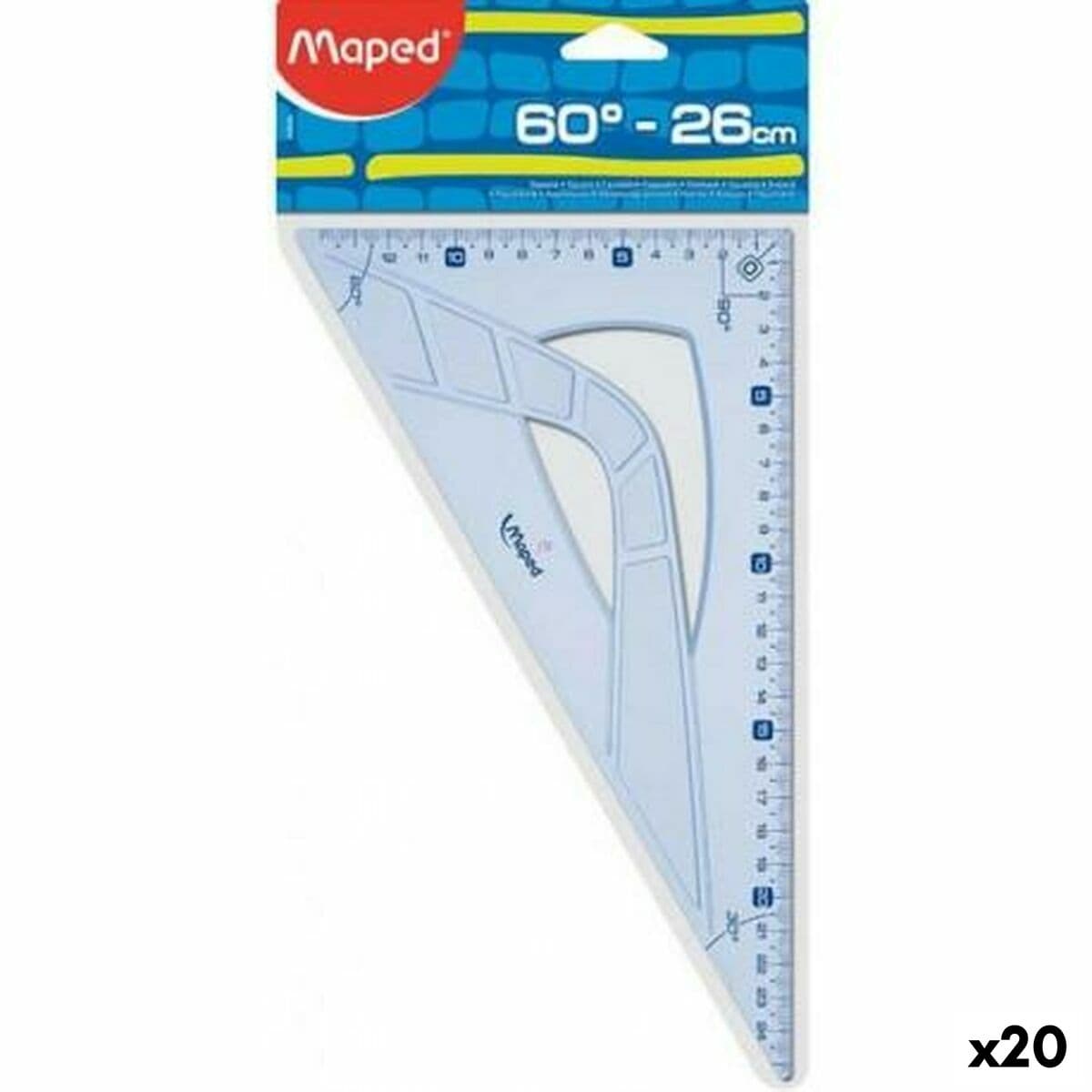 Cartabón Maped GEOMETRIC 60º Transparente 26 cm (20 Unidades)