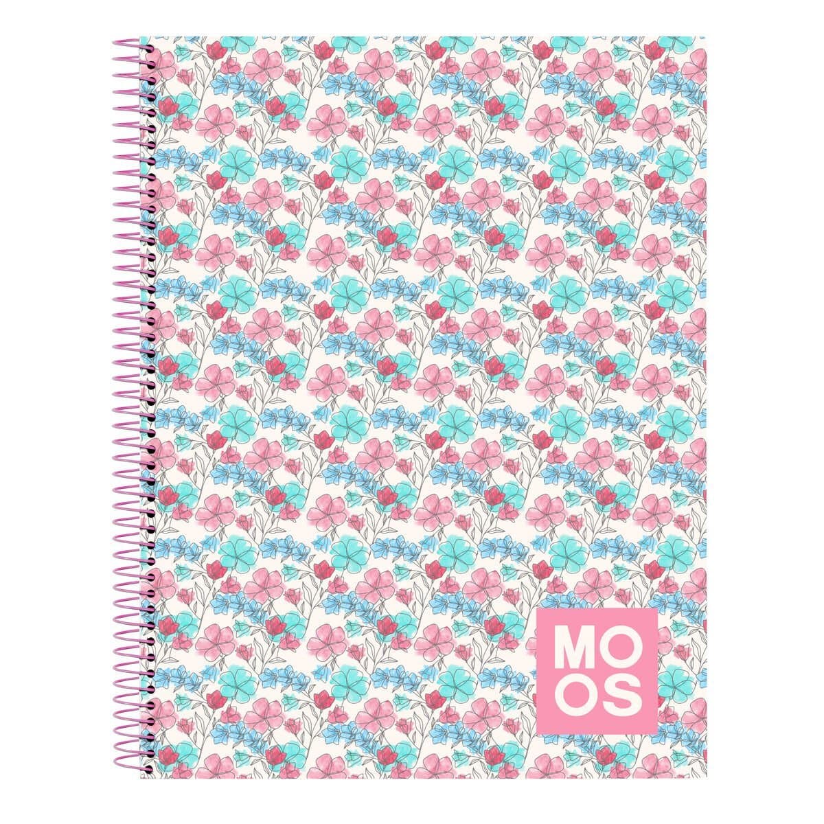 Libreta Moos Flores Multicolor A4 120 Hojas