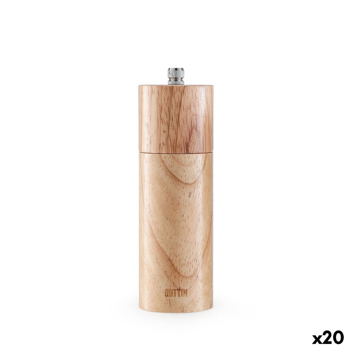 Molinillo de Pimienta Quttin Marrón Madera 5 x 5 x 16 cm (20 Unidades)